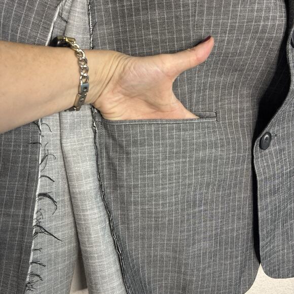 Topshop Deconstructed Pin Stripe Two Toned Gray Suit Blazer (2) Pant (4) - Picture 5 of 16